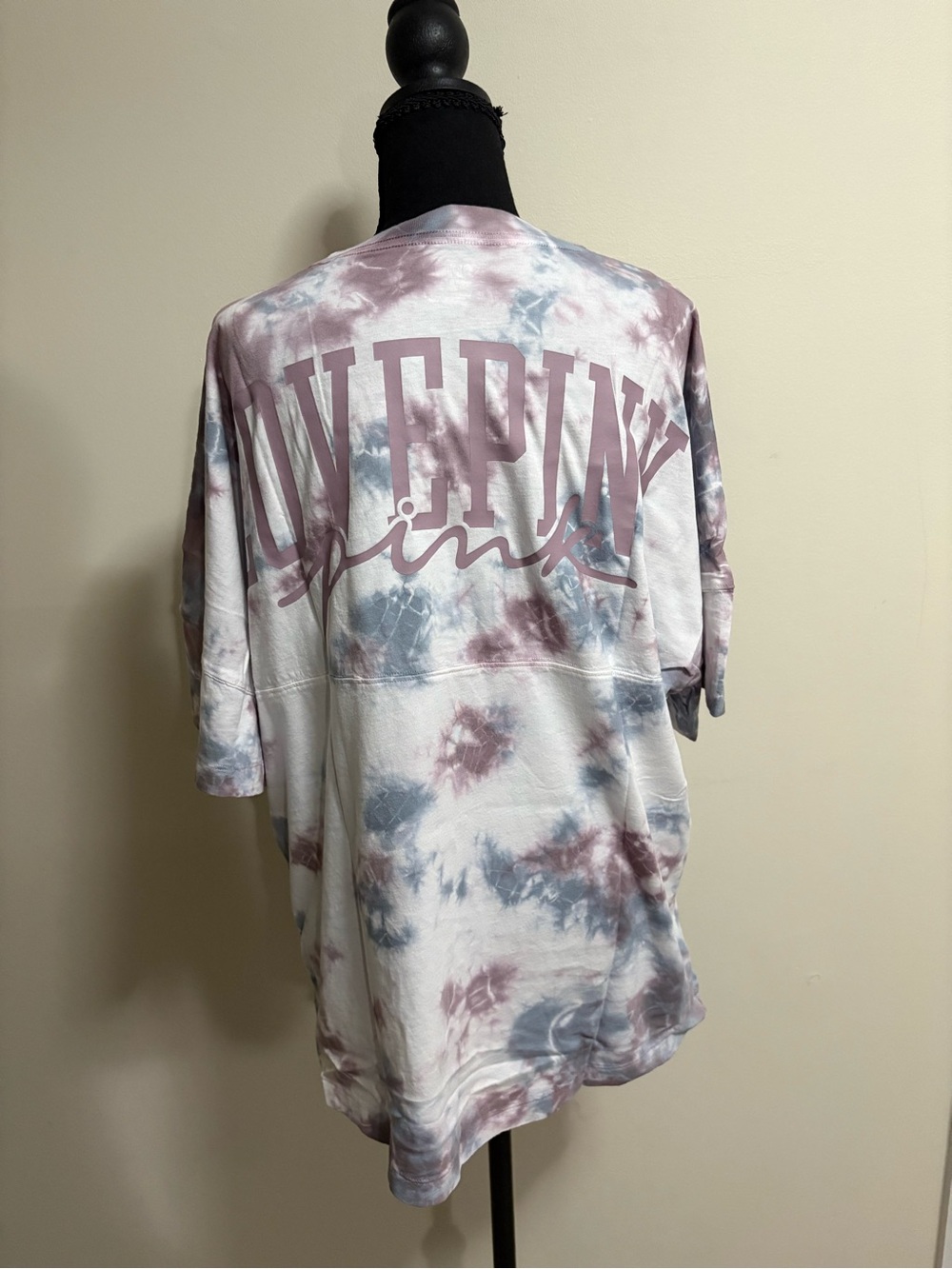 PINK Victoria's Secret Tie-Dye Graphic Tee - Dusty Rose & Slate Blue